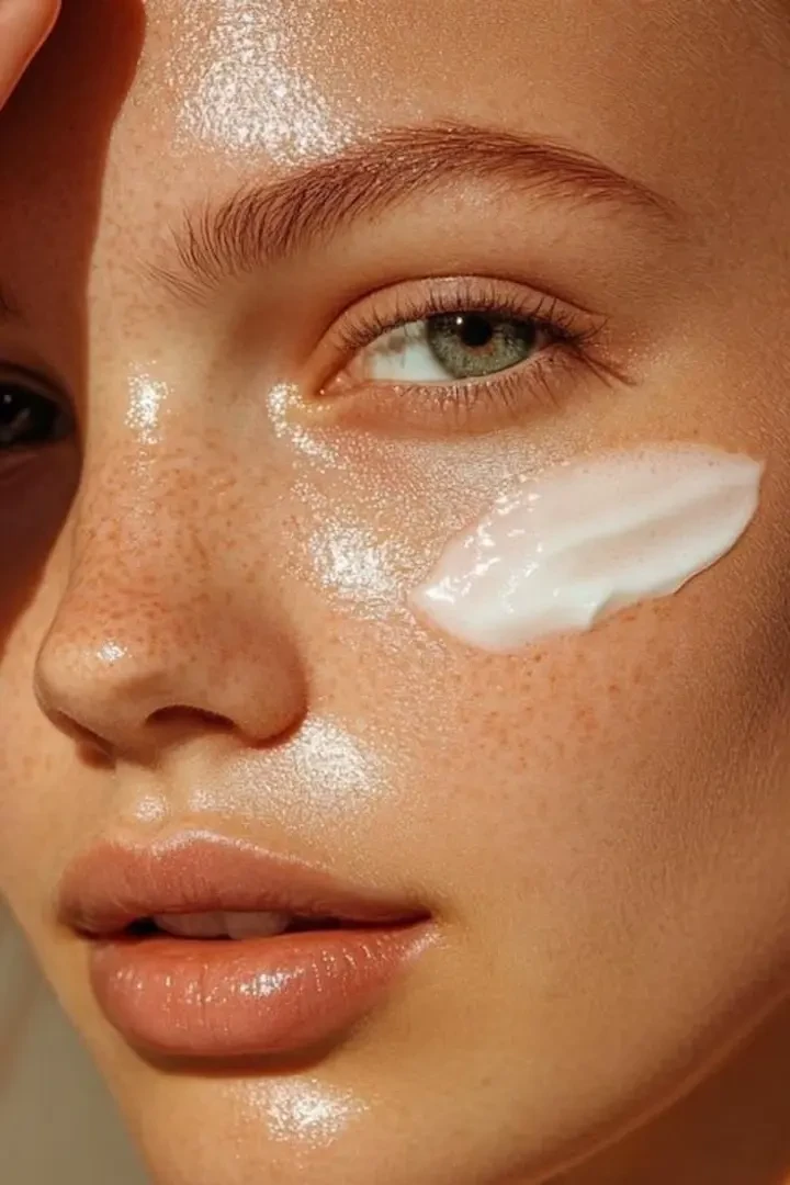 Visage avec crême acide hyaluronique