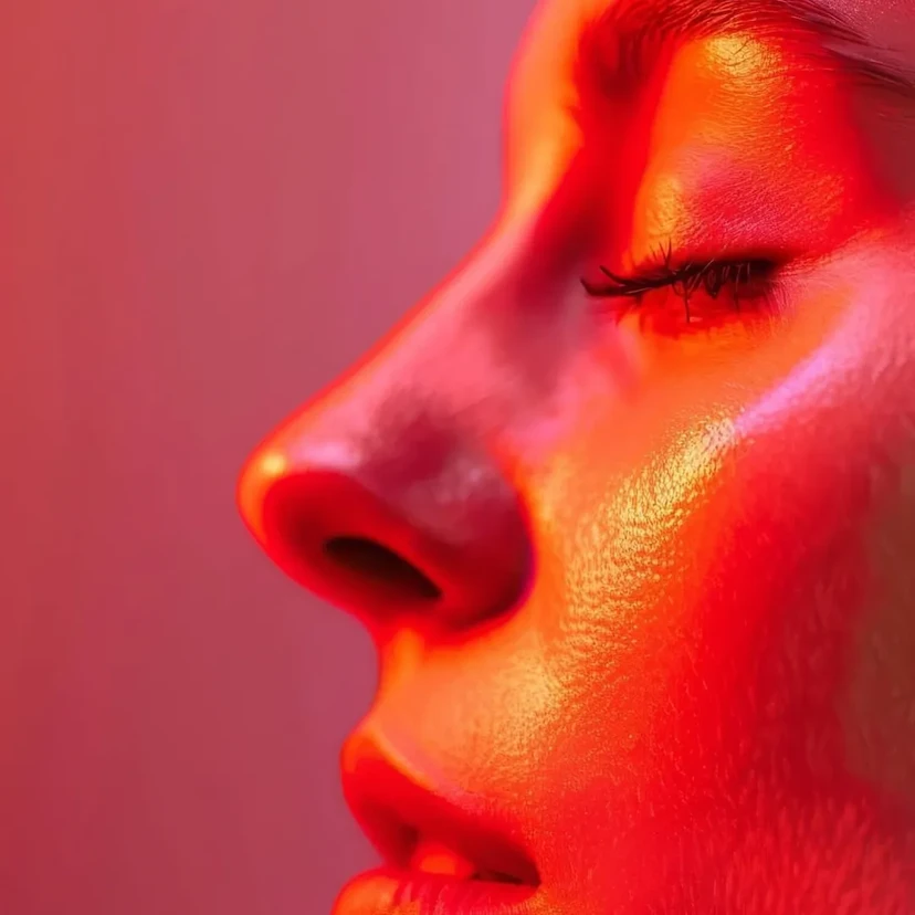 Visage sous luminothérapie LED